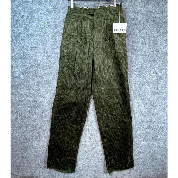 Pronti Collection By Phita Corduroy Pants Womens 29 Green Straight Leg Baggy - Picture 1 of 10